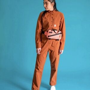 Topo Jumpsuit Long Sleeve 7/8 length Rust Orange color Large EUC